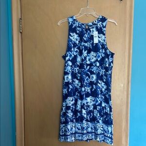LOFT Navy and White Floral Dress